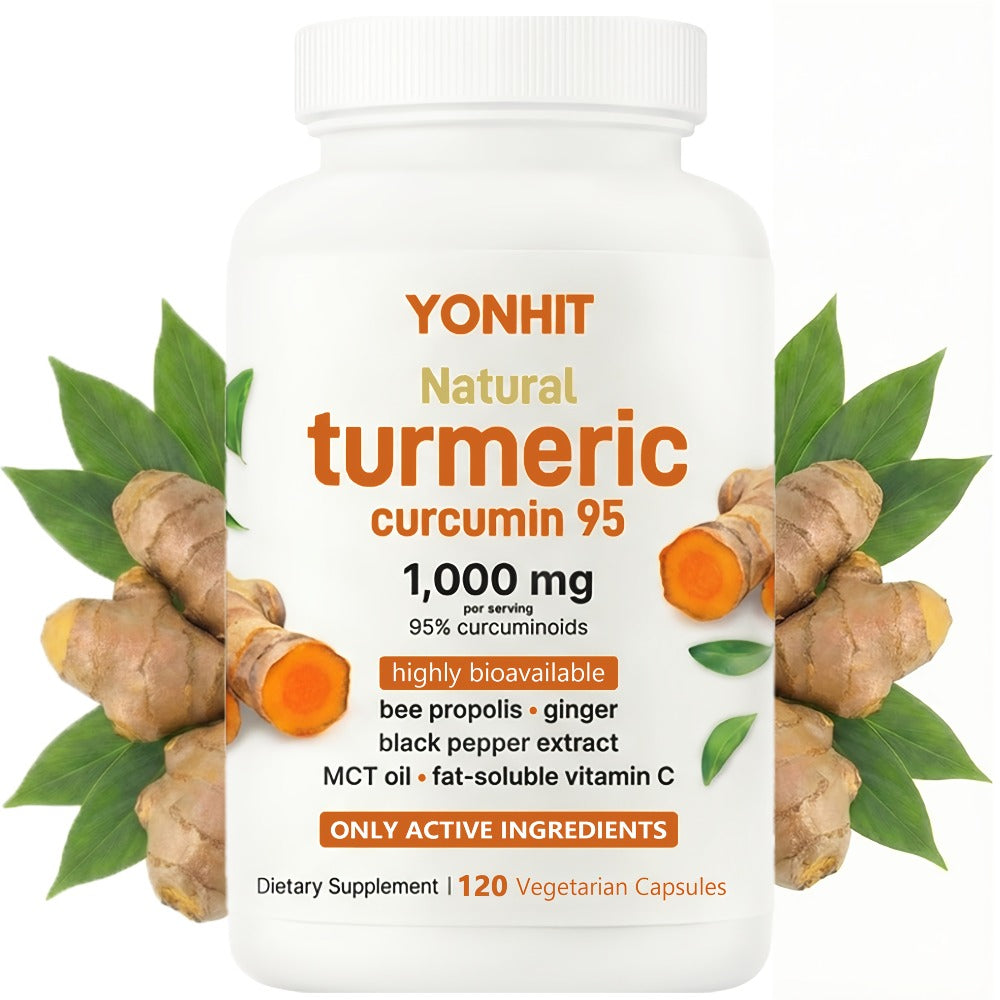 Herbal Supplement with YONHIT Label, Turmeric Curcumin 1000mg per Serving, 120 Vegetarian Capsules, One or Two Bottles