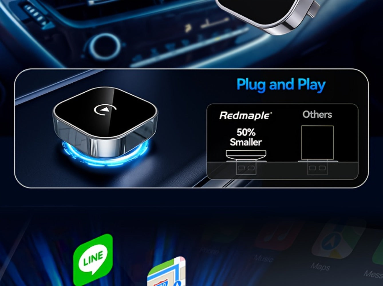 Wireless CarPlay Adapter 2-in-1 for iPhone & Android Auto, Mini USB-C Dongle, Convert Wired to Wireless, Plug & Play, Auto Connect