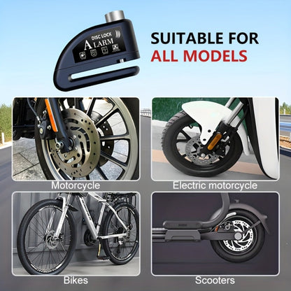 Motorcycle Disc Brake Lock with Alarm 110dB Anti-Theft Security Lock 500mAh Rechargeable USB Motorbike Wheel Lock with Reminder Rope