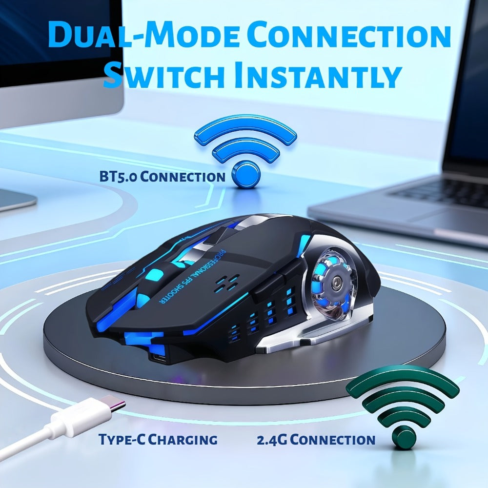 Bluetooth 5.0 2.4G Dual Mode Wireless RGB Gaming Mouse Silent 6 Button USB-C Rechargeable for an Everyday Personal Care Routine