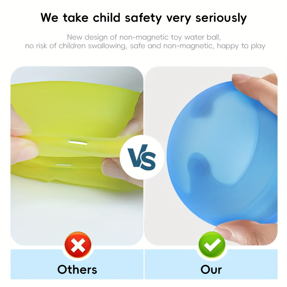 Reusable Silicone Water Balloons 8-Pack for Kids, No Magnets Quick-Fill Leak-Proof Splash Balls