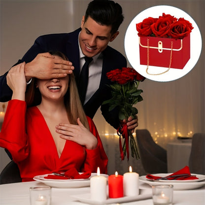 Paper Flower Bouquet Gift Bags with Metal Chain Handle Bulk – 12/24/36/48 Pcs Tote Bags for Wedding Party Birthday Florist Graduation