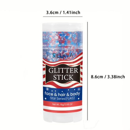 Glitter Makeup Stick Red & Blue Multi-Use Glitter Gel for Face Hair & Body – Patriotic American Flag Theme for July 4th Independence Day