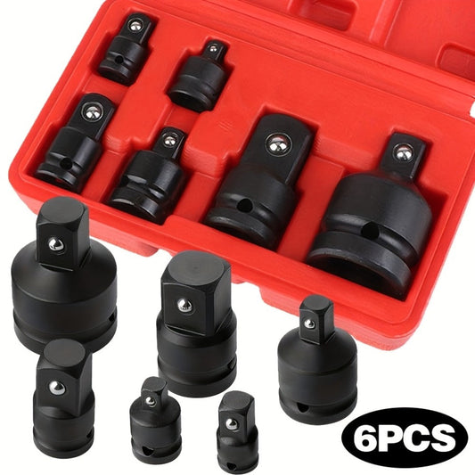 Impact Adapter & Reducer Set 6-Piece – 1/4" 3/8" 1/2" 3/4" Female-to-Male Air Square Drive Conversion Tool | Chrome Molybdenum Steel