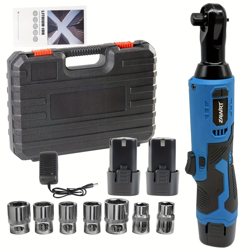 Cordless Electric Ratchet Wrench Set 12V - 45Nm High Torque 3/8" Rechargeable Ratchet Wrench with Battery