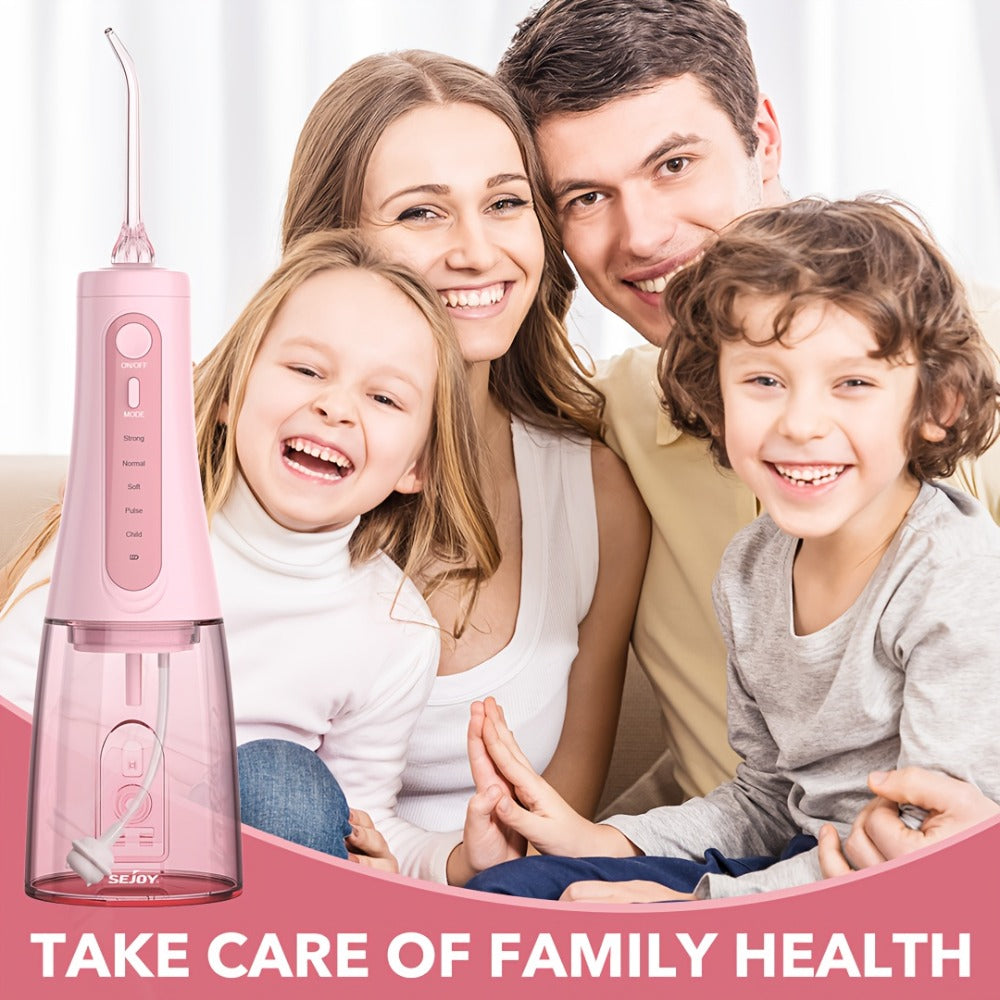 Water Flosser SEJOY AOW11 Cordless Oral Irrigator with 350ml Tank, Five Modes, Six Tips, USB-C Charging and IPX7 Rating