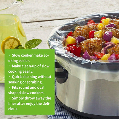 Slow Cooker Liners 14x22 Inch Disposable Cooking Bags 30 Count Fit 6 to 10 Quart Oval for Home Cooking, Dining and Outdoor Meals