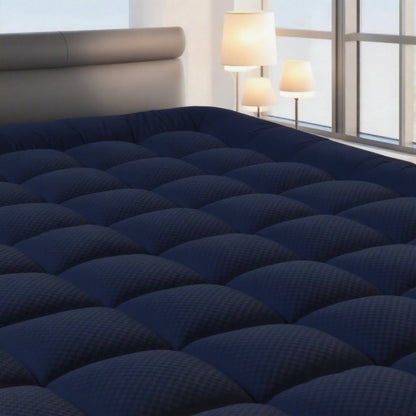 RV Queen Mattress Topper Quilted Pillow Top Mattress Pad Fitted Protector Cooling Breathable Fluffy Soft Cover with 8-21" Deep Pocket for RV