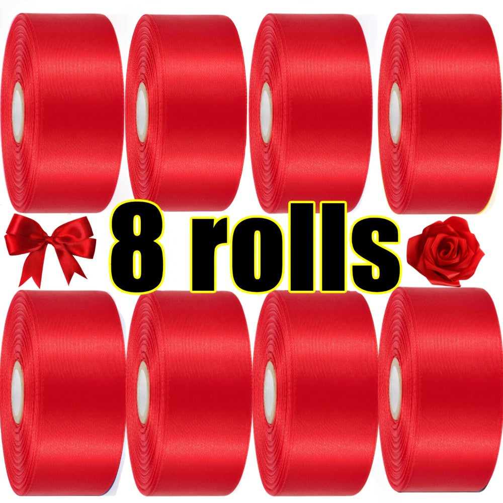 Satin Ribbon 1.5 Inch Wide – 8 Rolls 200 Yards Assorted Colors, Solid Color Silk Ribbon for Gift Wrapping, Hair Bows, Wedding, Party