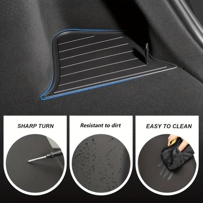 Car Trunk Organizer Side Storage Boxes for Tesla Model Y Juniper 2025 with Left/Right Black TPE Bins and Lids
