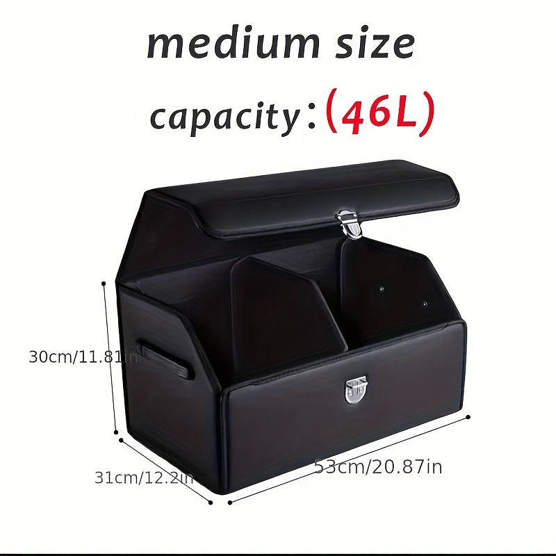 Trunk Organizer for SUV with Lid – 12.15 Gallon Collapsible Multi-Compartment Storage for Auto, SUV, Truck & Minivan