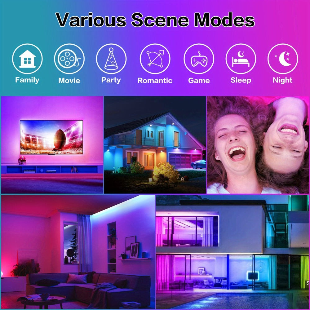 IR Remote LED Strip Lights with Music Sync & DIY Mode – RGB Color Changing Gradient Breathing Flashing for a Home Lash Beauty Routine