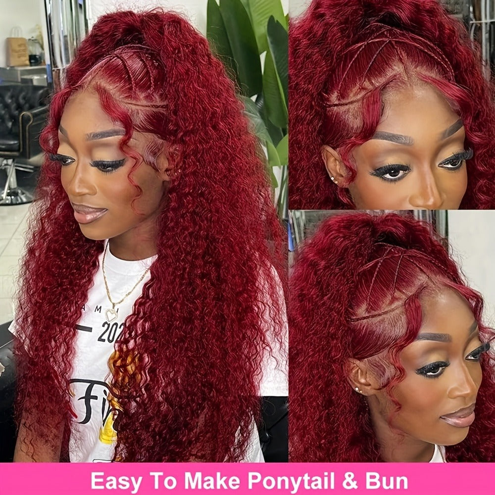 Lace Front Wig 24in Deep Curly Style with 13x4 Lace, 180% Density and Ginger Orange Color Choice