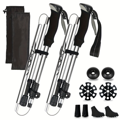 Aluminum Trekking Poles Set of 2 – Lightweight Quick-Lock Foldable Hiking Sticks with Ergonomic Non-Slip Grips