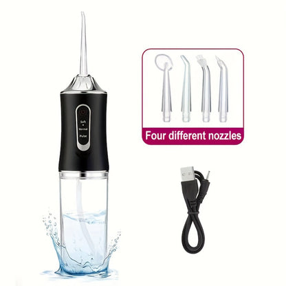 Water Flosser Cordless 270ml Oral Irrigator with Adjustable Pressure, 360-Degree Nozzle, Four Tips and USB Charging