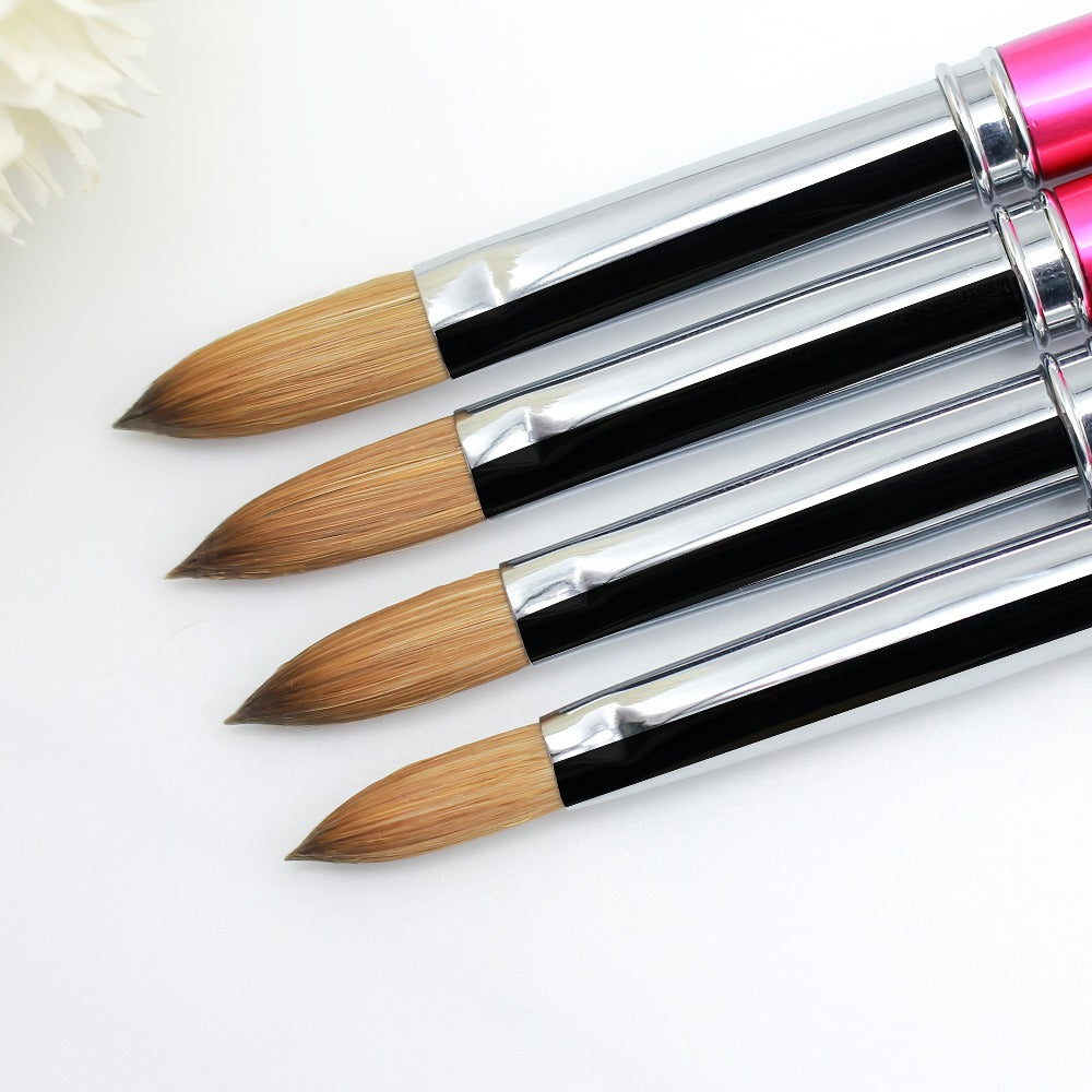 Kolinsky Acrylic Nail Brush Set 100% Pure Kolinsky Hair Flat Shape Sizes #10 #12 #14 – Professional Nail Art Sculpting Extension Brush