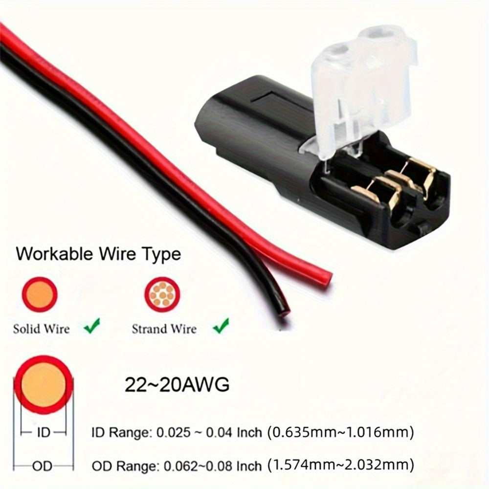 Two-Pin Quick-Connect LED Wire Terminal Set in 12- or 72-Piece Options for Low-Voltage Wiring