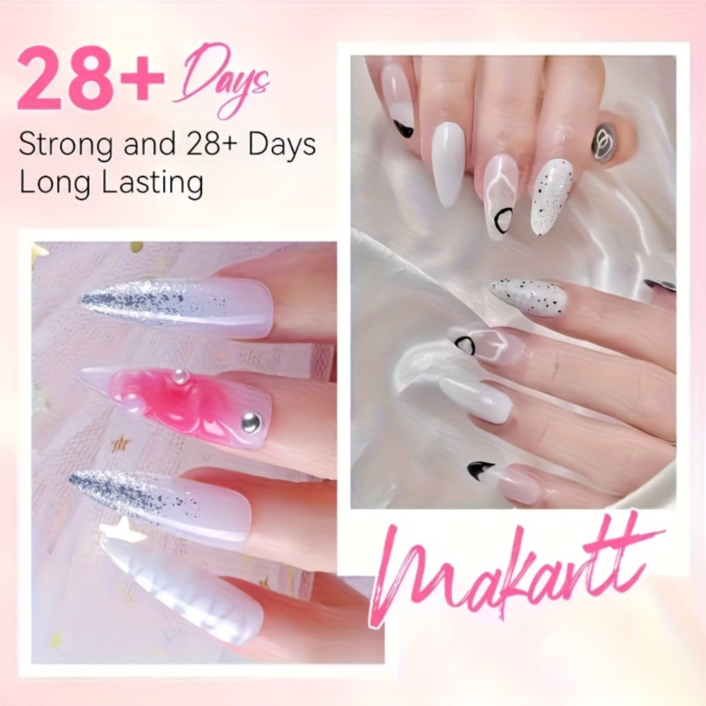 Poly Nail Gel Kit Hard Builder 6 Colors Clear Pink White – Nail Extension Thickening & Strengthening Gel for Brittle Thin Nails & French