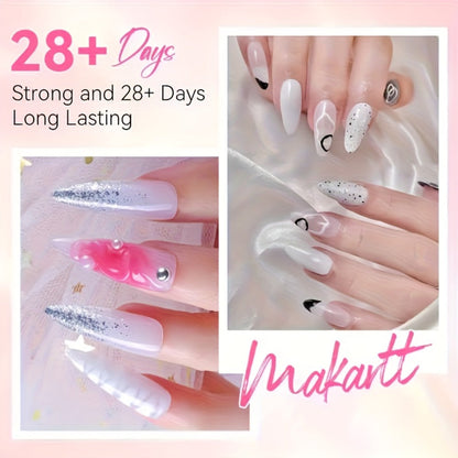 Poly Nail Gel Kit Hard Builder 6 Colors Clear Pink White – Nail Extension Thickening & Strengthening Gel for Brittle Thin Nails & French