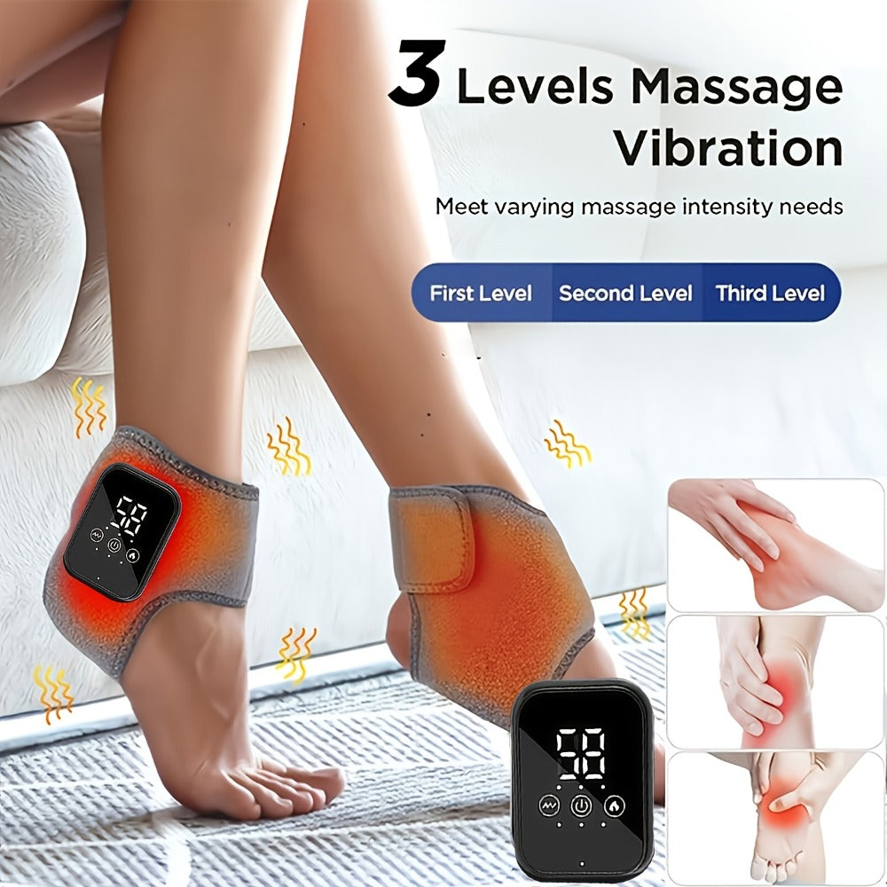Heated Ankle Wrap Massager with Five Heat Levels, Three Vibration Modes and One- or Two-Piece Options
