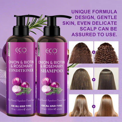 Shampoo and Conditioner Set Biotin & Rosemary with Onion Extract & Jojoba Oil – Hydrating Oil Control Hair Care for Dry Damaged Hair & Scalp