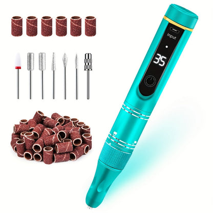 Electric Nail Drill 35000 RPM Rechargeable Pen with Digital Display, Forward Reverse and Three Colors
