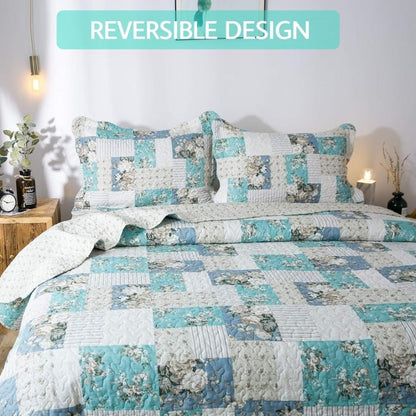 Floral Quilt Set Lightweight Bedspread Coverlet 2 or 3-Piece, All Season Hypoallergenic Breathable Paisley Patchwork Print Quilt for Bedroom