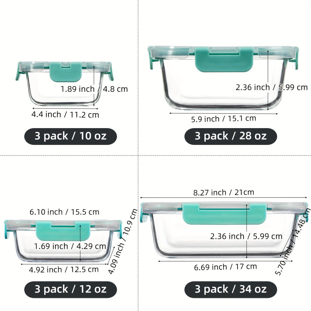 Glass Food Storage Containers with Airtight Lids – Borosilicate Glass Meal Prep Containers Set, Microwave Dishwasher Freezer Safe
