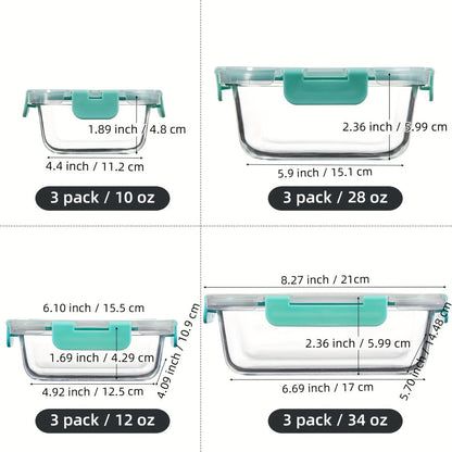 Glass Food Storage Containers with Airtight Lids – Borosilicate Glass Meal Prep Containers Set, Microwave Dishwasher Freezer Safe