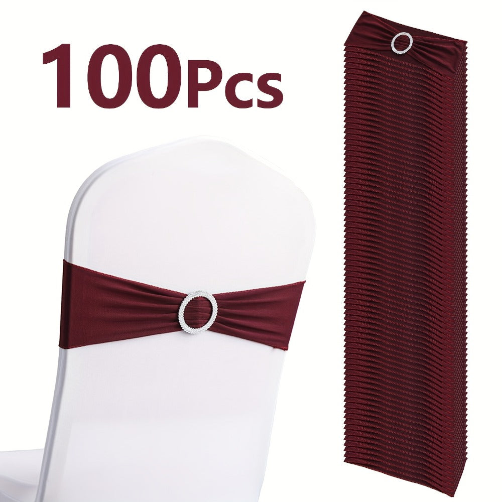 Chair Sashes for Wedding 100pcs Stretch Spandex Elastic Chair Sash Bands with Buckle for Dining Chairs Banquet Party Event Decor