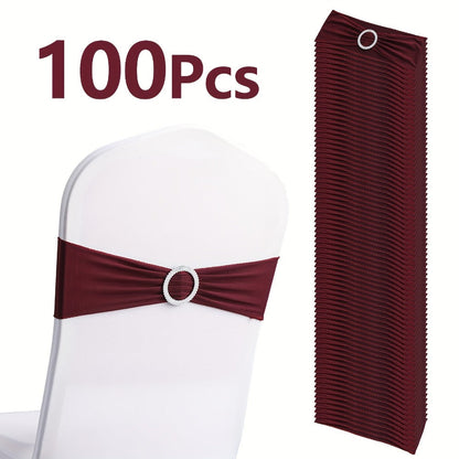 Chair Sashes for Wedding 100pcs Stretch Spandex Elastic Chair Sash Bands with Buckle for Dining Chairs Banquet Party Event Decor