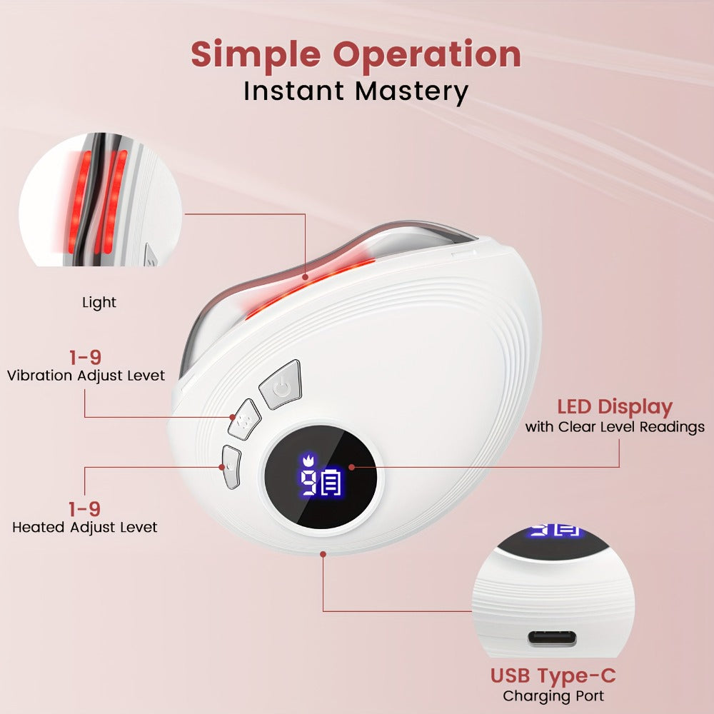 Electric Gua Sha Facial Sculpting Tool 9-Speed Vibration & Heat USB Rechargeable - Skin Lifting Lymphatic for Home or Salon Spa Use