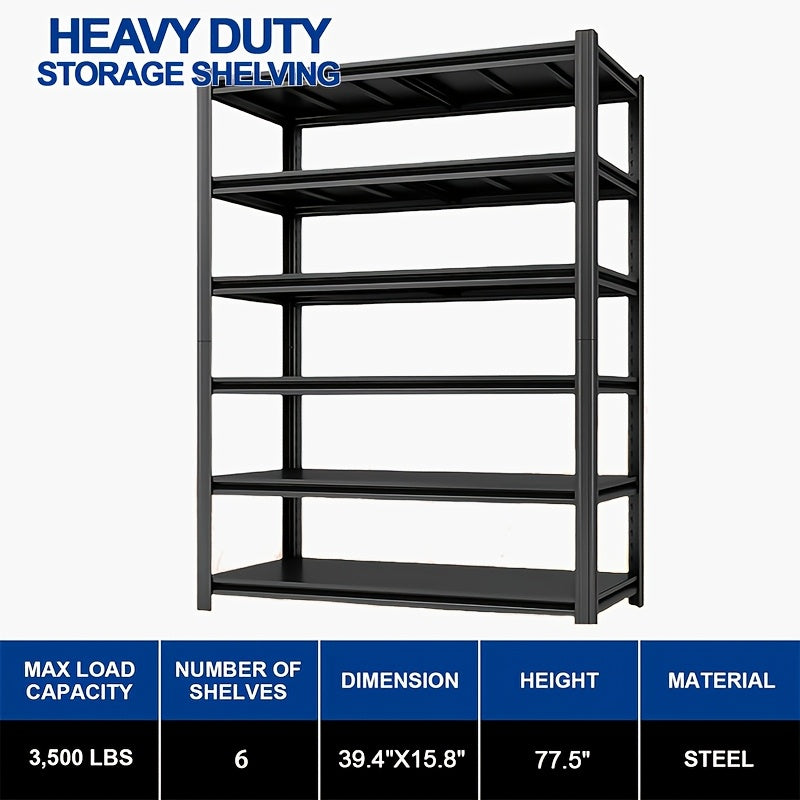 Metal Shelving Unit 5-Tier - Powder-Coated Steel Storage Rack, Adjustable Height, No-Tool Assembly