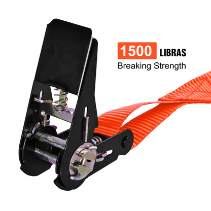 Ratchet Tie Down Straps 4-Pack 15FT 1, 500 lb Break Strength Heavy Duty with Soft Loops & Storage Bag – High-Visibility Webbing