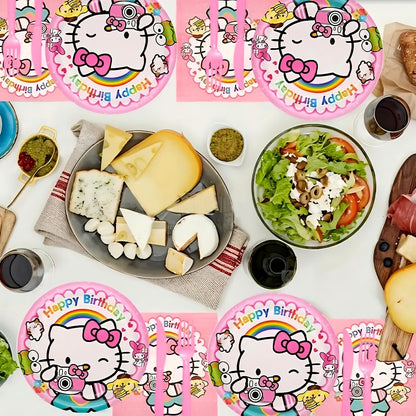 Party Decorations Hello Kitty 139-Piece Pink Birthday Set with Tableware, Banner, Balloons and Tablecloth
