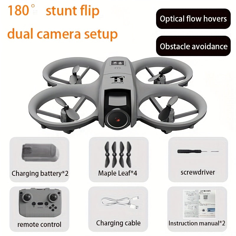 180° Rotating Dual Camera Drone Optical Flow Positioning Gyroscope Stabilization 360° Roll One-Button Takeoff Landing Calibration