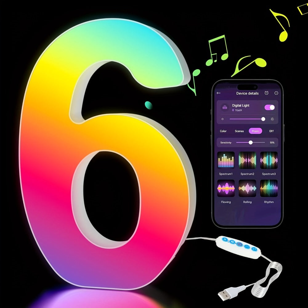 LED Letter Lights Music Sync – Colorful Flashing Marquee Alphabet Lights for Room Decor, Party, Bedroom, Festival & Camping