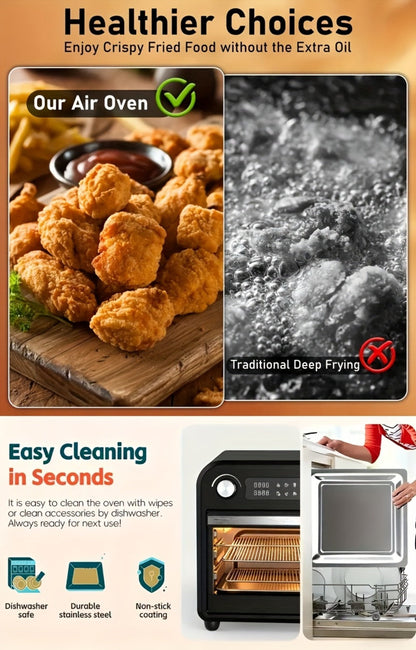 Air Fryer Toaster Oven Combo 15QT Extra Large, 360° Convection, LED Digital Display, Precise Temperature Control