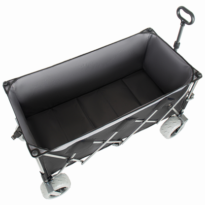 Folding Wagon 52 Inch Utility Cart Collapsible Beach Wagon with Frame for Garden Sports Camping Outdoor