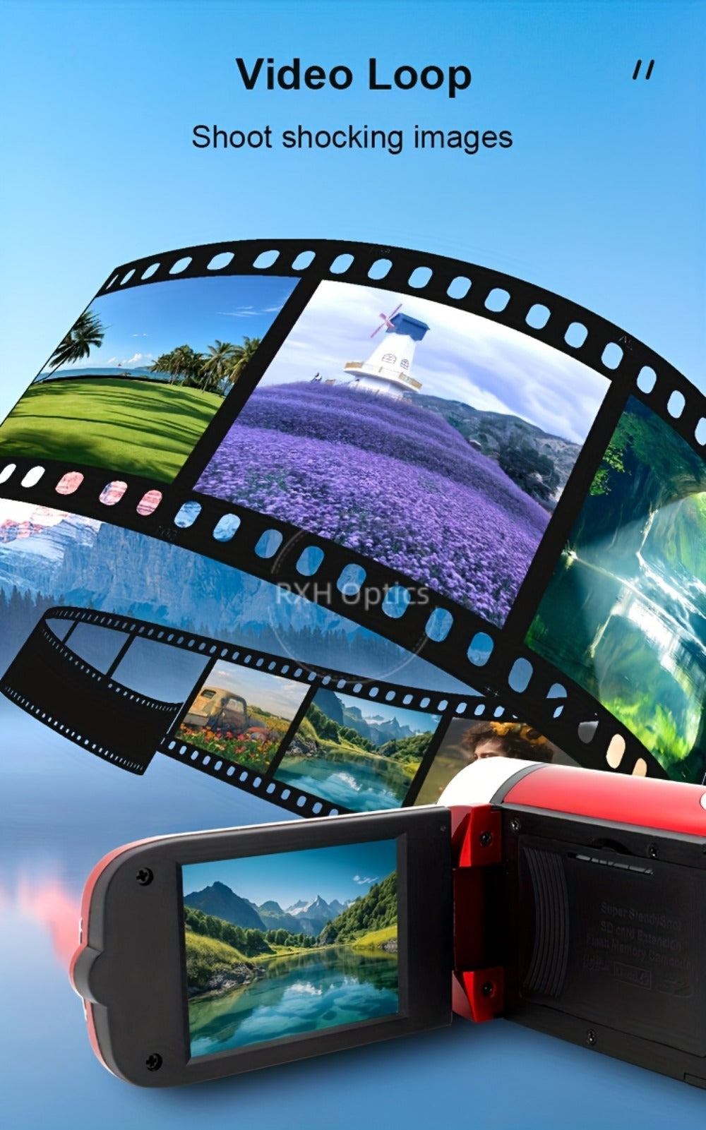 Portable 1080P Digital Camcorder with Rotating Screen & 32G Memory Card, Rechargeable Battery, Selfie Support