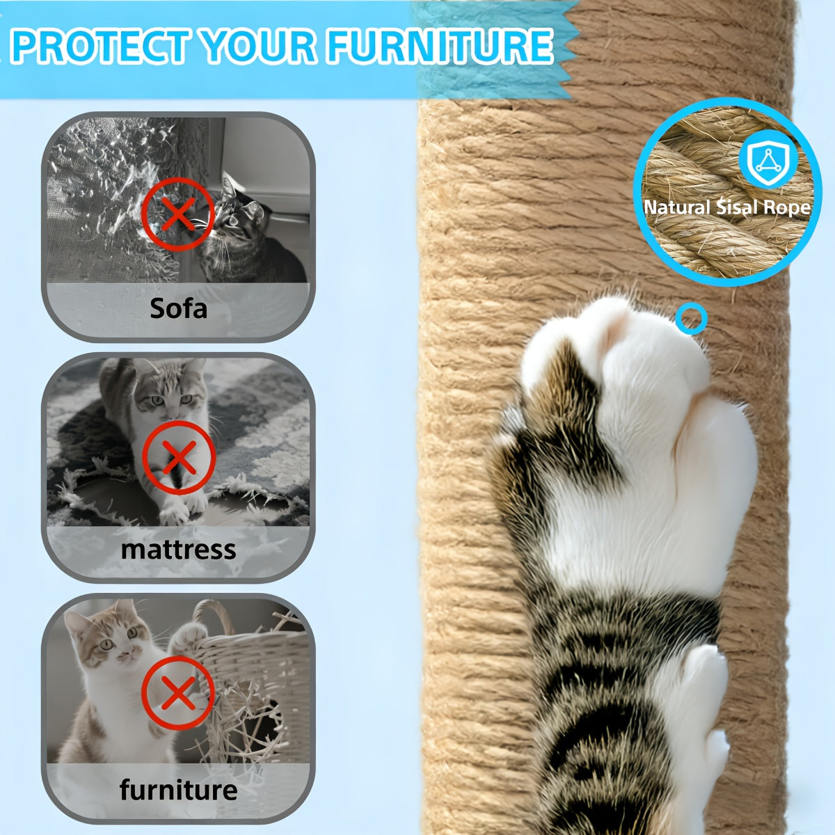 Cat Tree Tower for Indoor Cats Large Multi-Tier with Sisal Scratching Posts, Plush Perches, Hammock, Condo Cave & Hanging Toys