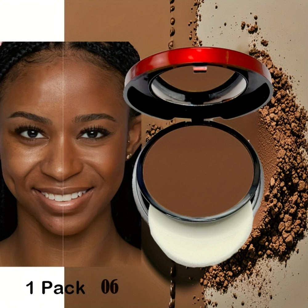 Pressed Powder Foundation Contour Matte Ful1l Coverage Oil Control Waterproof, 6 Shades Light to Dark