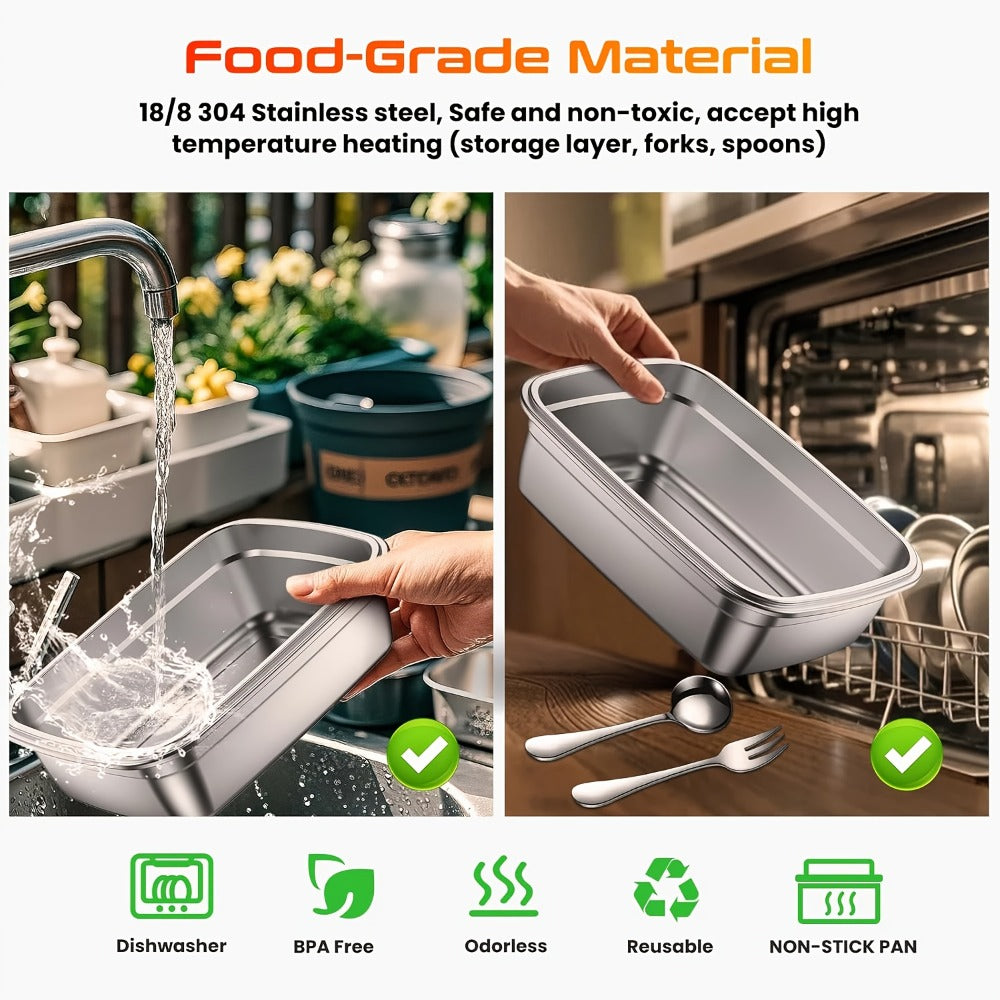 Heated Lunch Box, 8000mAh Battery-Powered 60W 1L Food Warmer with Timer and Power Bank Function