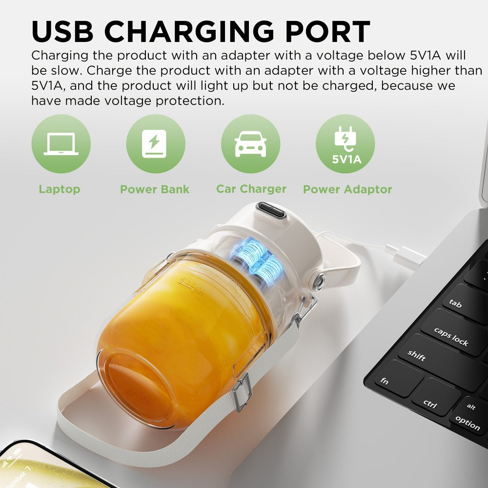 Personal Blender USB-C Rechargeable 27oz - 10-Blade Portable Smoothie Blender with Shoulder Strap