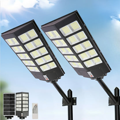 Solar Street Lights Outdoor 800 LED with Motion Sensor, 6500K Dusk to Dawn Flood Light, Remote Control