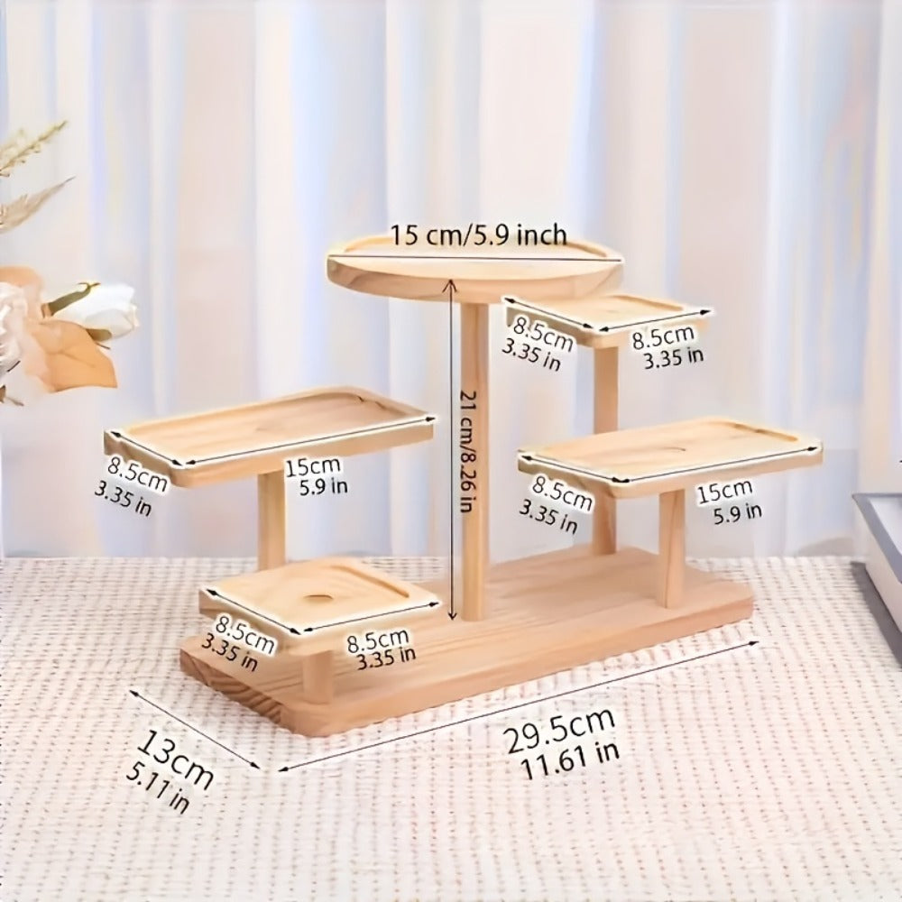 Tiered Wooden Display Stand Libra Balance Scale Style for Laundry Rooms, Closets and Home Organization