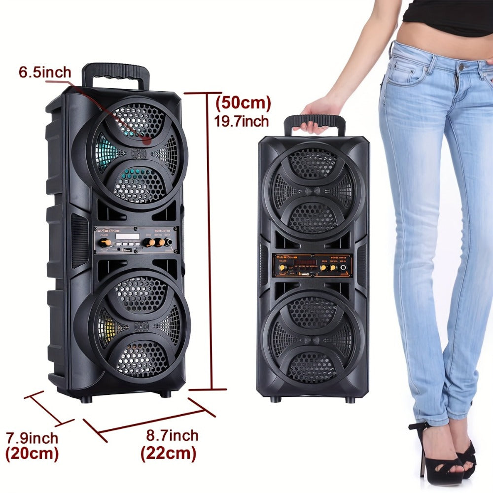 Portable PA Speaker Dual 6.5-Inch RGB Karaoke System with TWS, USB, AUX, FM and Remote Control