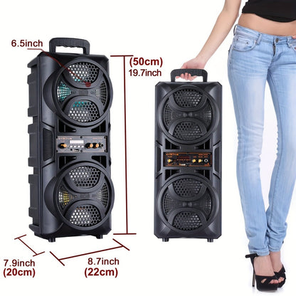 Portable PA Speaker Dual 6.5-Inch RGB Karaoke System with TWS, USB, AUX, FM and Remote Control