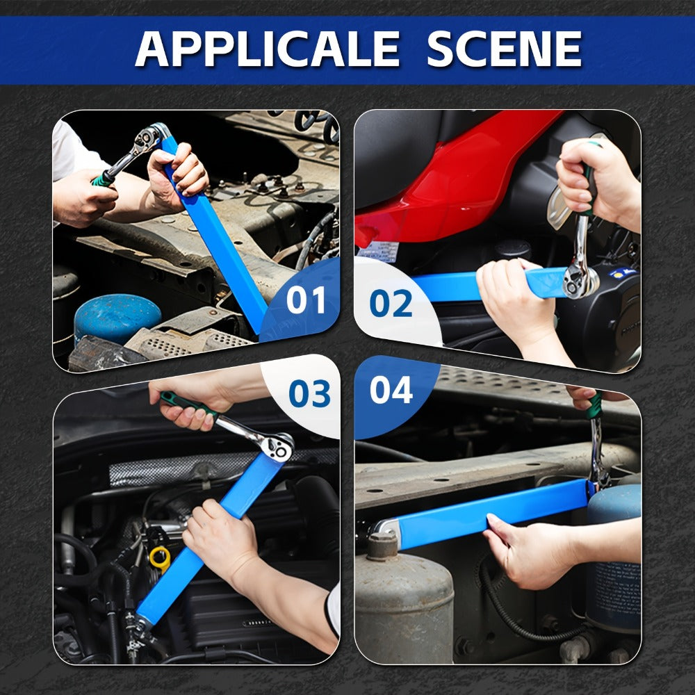 Offset Extension Ratchet Wrench Set with 1/4-, 3/8- and 1/2-Inch Adapters in Five Handle Colors