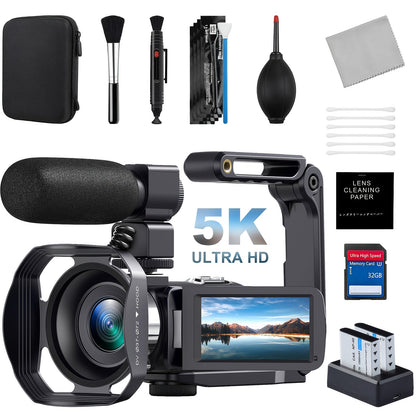 5K Vlogging Camera Camcorder 64MP WiFi for YouTube with IR Night Vision 18X Zoom 3 Inch Touch for an Everyday Personal Care Routine